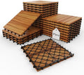 27Pcs Interlocking Deck Tiles, 12x12in Acacia Wood Flooring by XINONE