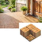 GIANTEX 54 PCS Acacia Wood Deck Tiles, Interlocking Patio Flooring Tiles by Giantex