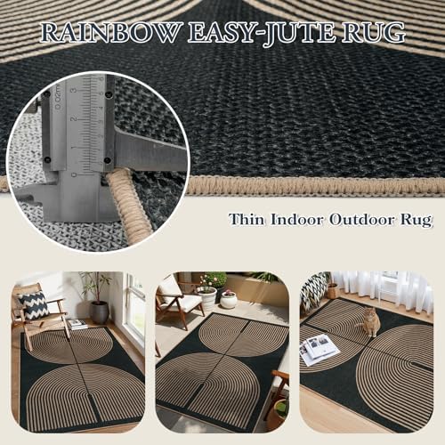 Lahome Modern Rainbow Easy Jute 4x6 Rug, Outdoor Patio Rug - Image 3
