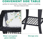VINGLI Outdoor Side Table with Storage Wicker Patio Side Table, Tempered Glass - Image 5