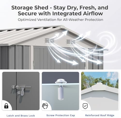Devoko 8x12 FT Outdoor Storage Shed, Metal Tool Shed - Image 5