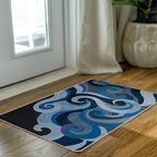 Abstract Sea Wave Welcome Front Door Mat, Coastal Beach Ocean - Image 6