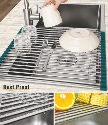 Tomorotec Roll Up Dish Drying Rack Over Sink, 304 Steel - Image 2