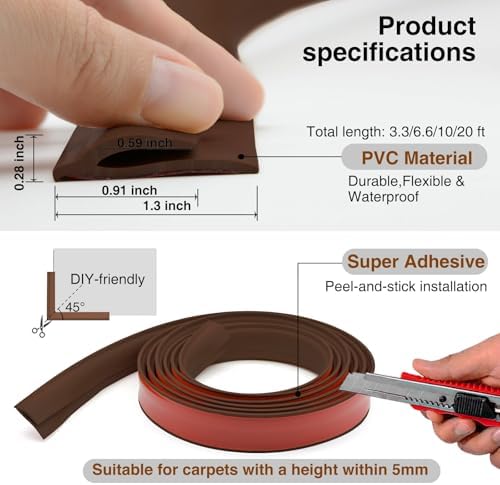 Carpet Edge Trim Binding Rug Protector Thin Rugs Deep Brown 6.6FT - Image 4