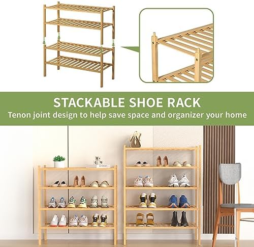 ROMGUAR CRAFT 5 Tier Bamboo Shoe Rack - Image 5