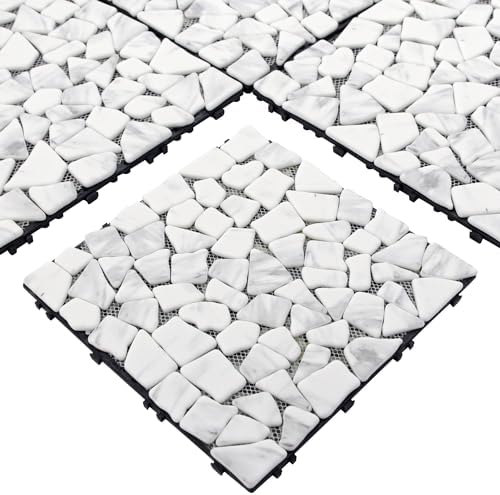 4PCS Natural Stone Interlocking Deck Tiles, Outdoor & Indoor Flooring Decking by Sunwings
