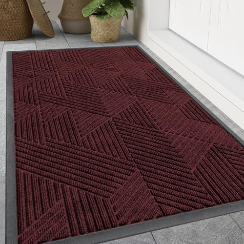 Smiry Front Door Mat Outside Entrance, Low Profile Rubber Doormat by Smiry