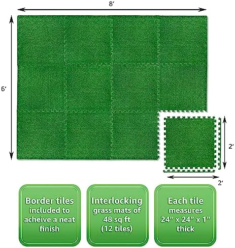 Sorbus Grass Foam Floor Tiles, Interlocking Turf Tiles - Image 2