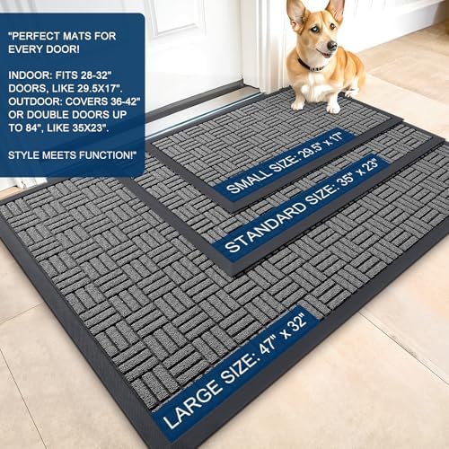 OLANLY Front Door Mat Outside Entrance 47x17, Heavy-Duty Rubber Doormat - Image 2