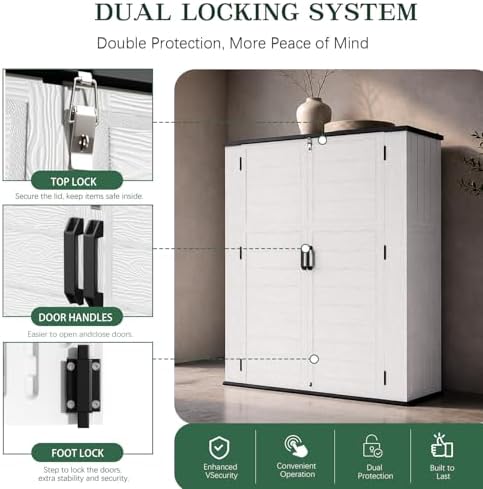 Outdoor Storage Shed Resin Waterproof Storage Cabinet - Image 6