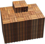 PrimeZone 162 PCS Solid Acacia Wood Interlocking Patio Deck Tiles Outdoor by PrimeZone