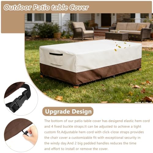 Waterproof Patio Coffee Table Cover, Rectangular Outdoor Small Side Table Cover - Image 6