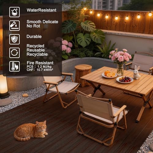 Circle Hole Composite Decking Boards 8ft 9 Pcs, Rosewood&LightGrey - Image 4