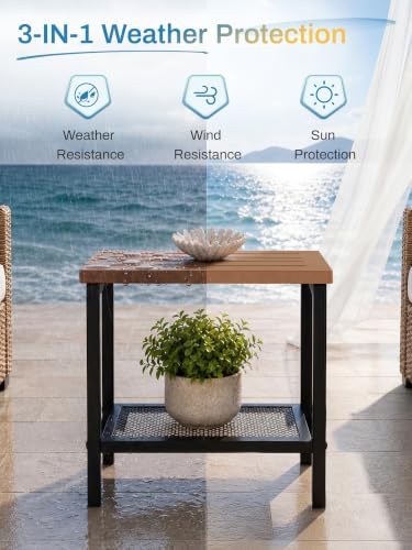 2-Tier Outdoor Side Table, HDPE Outdoor Table - Image 4