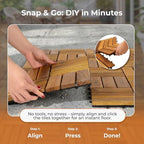 Majestick Goods 24-Pack Slat Acacia Wood Interlocking Deck Tiles - Image 4