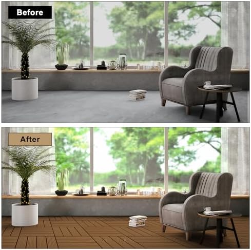 9 Pack Composite Interlocking Deck Tiles Outdoor, Grain Wood Color - Image 5