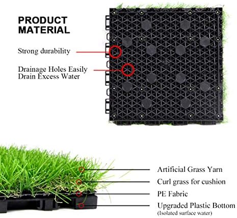 Artificial Grass Turf Tile Fake Grass Flooring Mat Interlocking Self-draining - Image 7