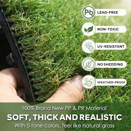 XLX TURF Artificial Grass Tiles Interlocking Outdoor Turf 12"x12" 6 Pack - Image 3