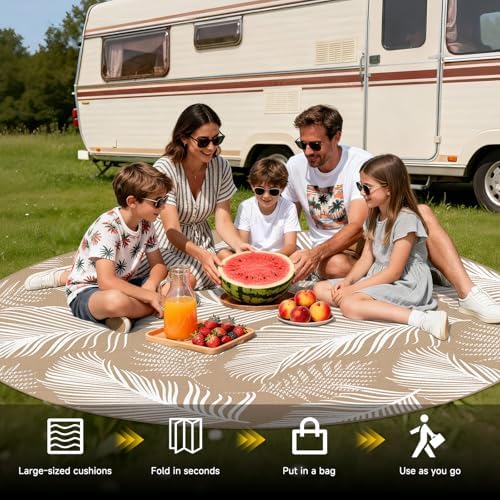 Pauwer Waterproof Outdoor Rug 8ft, Plastic Straw Patio Rug, Leaf Brown - Image 5