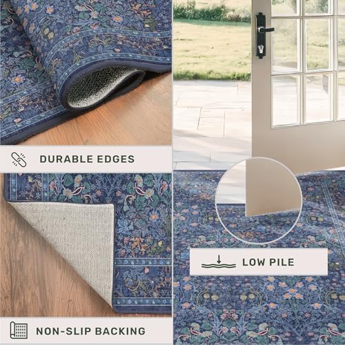 Washable Dark Blue Rug for Living Room - Image 5