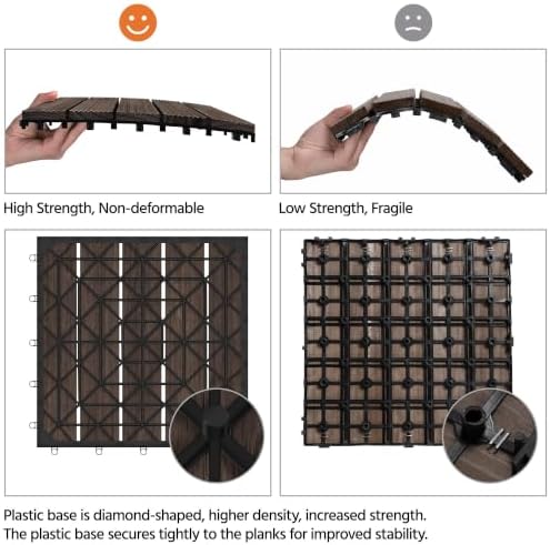 Topeakmart 27PCS Interlocking Deck Tiles 12x12 Patio Flooring - Image 6