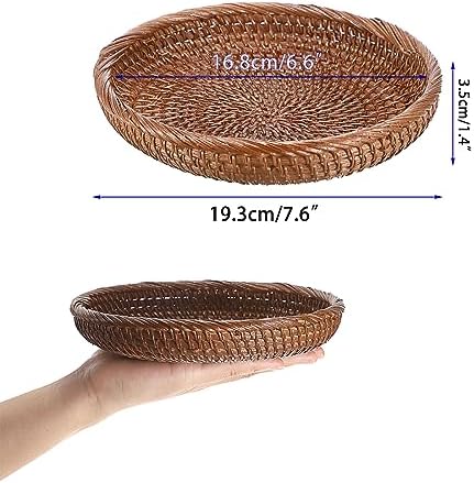 Hipiwe Small Key Basket Bowl for Entryway 7.6" Round Wicker Basket - Image 4