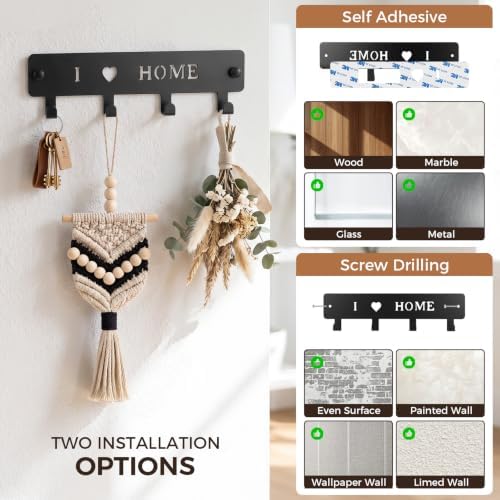 4-Hook Metal Key Holder Wall Mount - Image 6