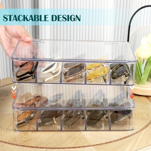 FORUP Sunglasses Organizer, Plastic Stackable Eyeglass Case Storage Organizer - Image 4