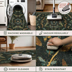 6x8 Dark Green Washable Dining Room Rug - Image 4