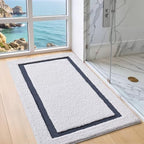 Color&Geometry White Bathroom Rugs 43x24, Extra Soft Absorbent Microfiber Bath - Image 2