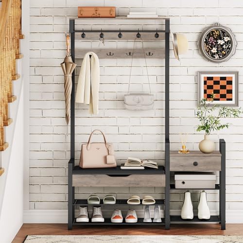 HOOBRO Hall Tree with Bench, Shoe and Coat Rack - Image 2