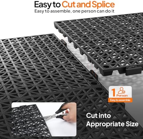 Bonnlo 12''x12'' PVC Interlocking Floor Tile, 40 Pack Black Anti-Fatigue Floor - Image 2