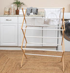 Household Essentials Bamboo Folding Clothes Drying Rack | White Finish - Image 2