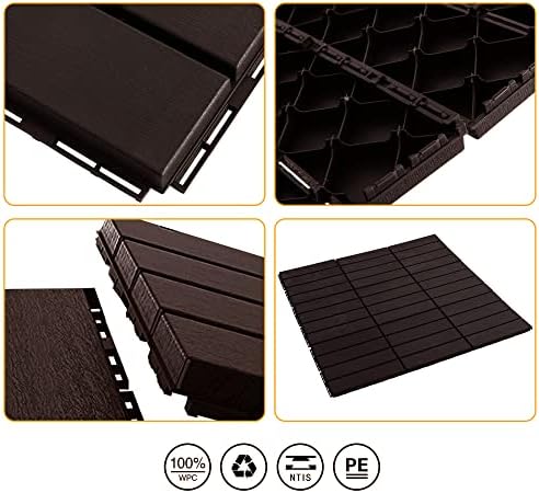 ASTEROUTDOOR Interlocking Deck Tiles Plastic Waterproof Outdoor Flooring 12" x - Image 5