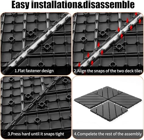 Plastic Interlocking Deck Tiles, 44 Pack, Non-Slip Patio Floor Decking Tiles - Image 3