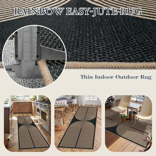 Lahome Rainbow Entryway Runner Rug, 2x6 Washable Easy Jute Kitchen Rugs - Image 3