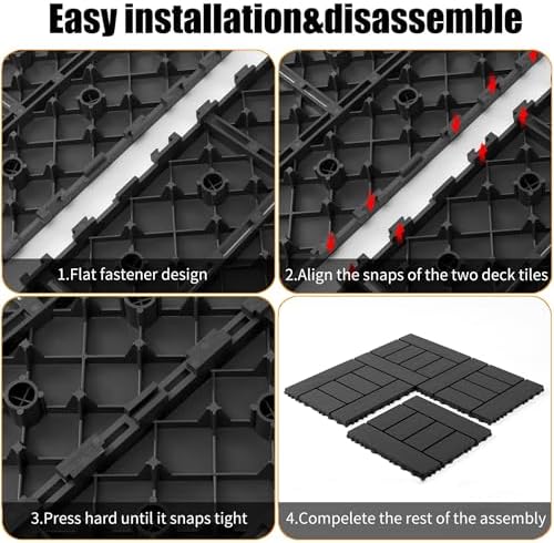 44 Pack Interlocking Deck Tiles, All-Weather Outdoor Deck Tiles - Image 3