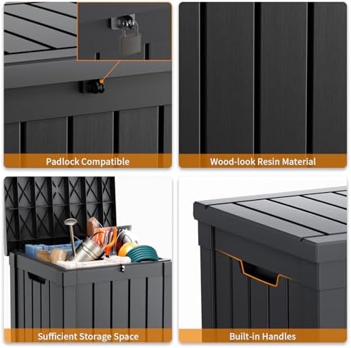 DRATO 51 Gallon Outdoor Storage Box Waterproof, Lockable Resin Deck Box - Image 6