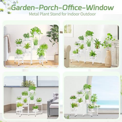 iDavosic.ly Plant Stand Indoor Outdoor, 9 Tier Metal Corner Shelf - Image 3