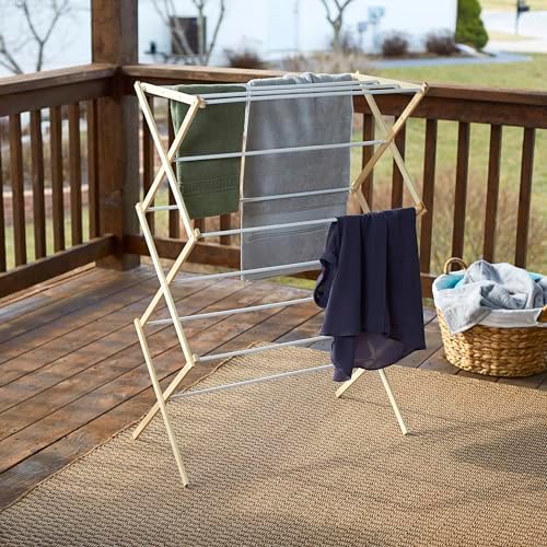 Household Essentials 5001 Collapsible Folding Wooden Clothes Drying Rack - Image 4