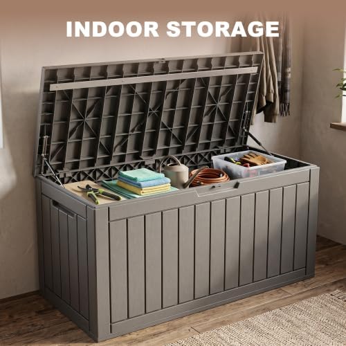 150 Gallon Deck Box, Lockable Waterproof Resin Outdoor Storage Box, - Image 7