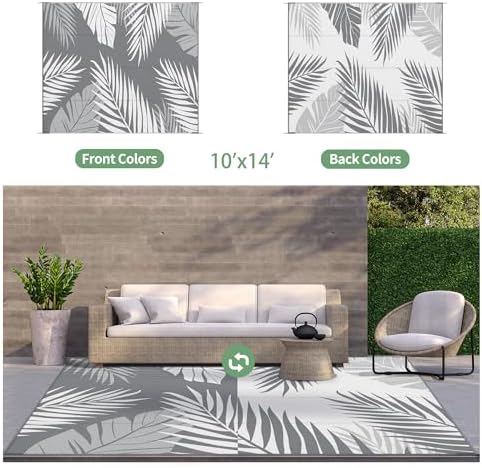 GENIMO Outdoor Rug, Waterproof Plastic Rugs 10'x14' - Image 2