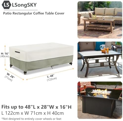 Outdoor Coffee Table Cover, Waterproof Rectangular Patio Small Side Table Cover - Image 2