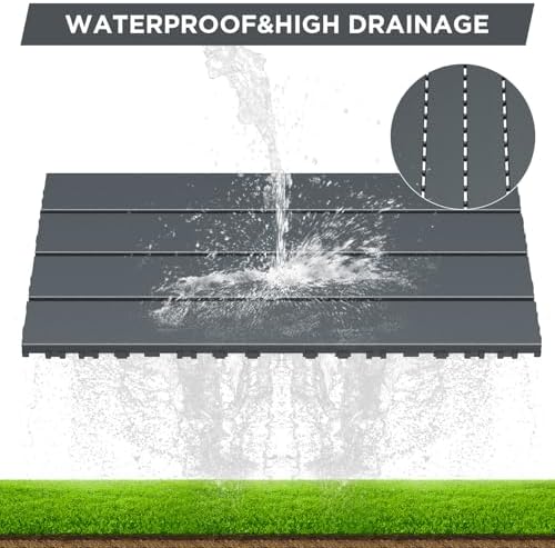 Plastic Interlocking Deck Tiles Waterproof 12x24'' Exstra Long Patio Flooring - Image 3