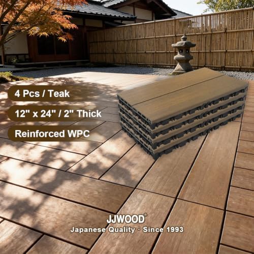 JJWOOD 2-Inch Thick Interlocking Deck Tiles, Elevated Outdoor Floor Tiles - Image 2