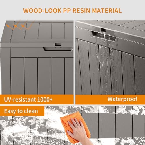 PatioZen 31 Gallon Resin Deck Box, Lockable Patio Outdoor Storage Box - Image 3