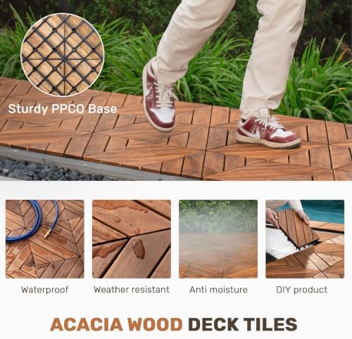 Acacia Wood Interlocking Deck Tiles - Image 5