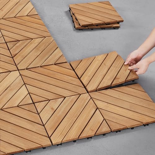 Yaheetech 27PCS Wooden Flooring Patio Deck Tiles Interlocking Tiles Patio Solid - Image 3
