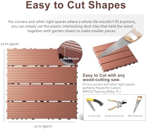 EchoDeck Interlocking Deck Tiles, 44 Pack Deck Tiles Interlocking Outdoor All - Image 6
