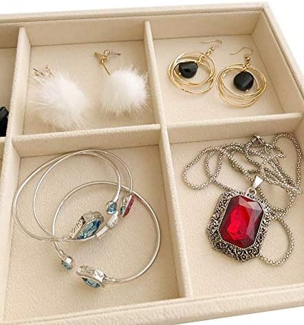 Beige Jewelry Organizer Tray 6 Compartment Medium, Stackable Display Tray - Image 4